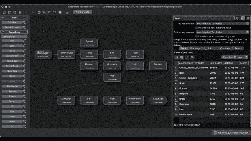 Easy Data Transform for Mac - review, screenshots