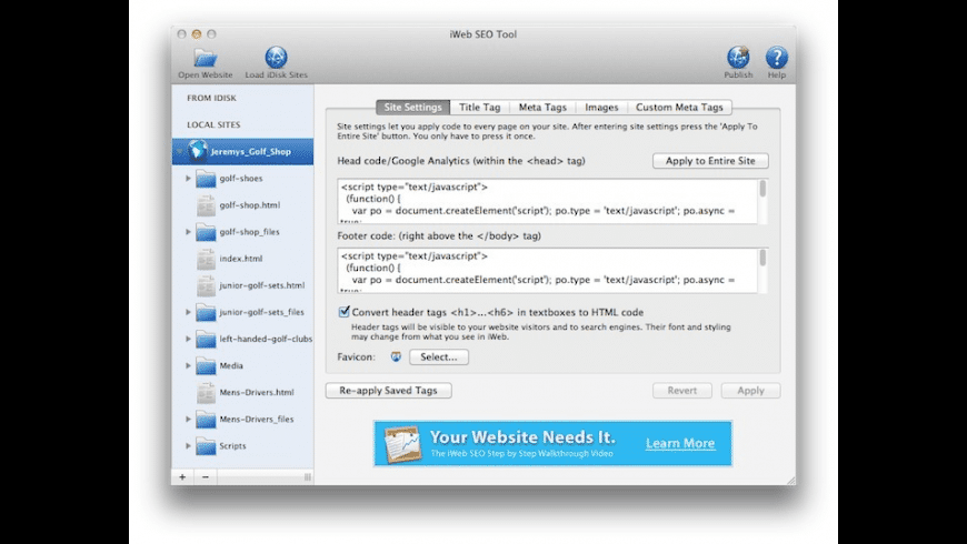 iWeb SEO Tool for Mac - review, screenshots