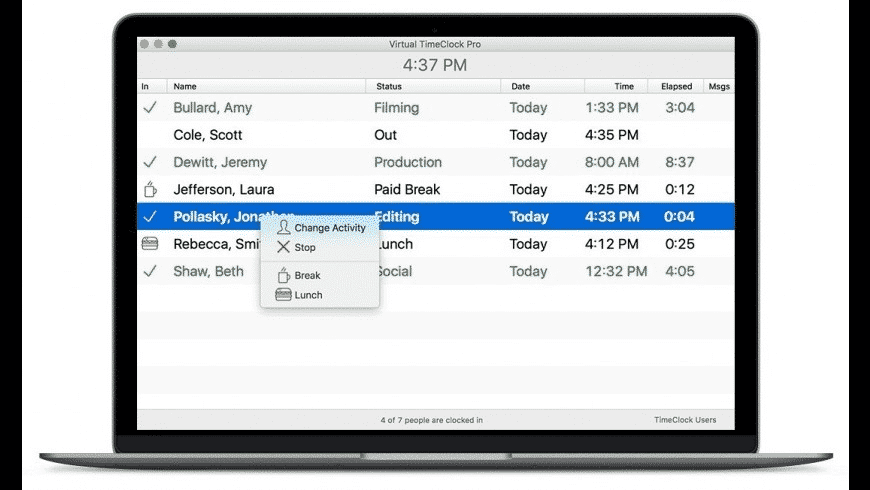 Virtual TimeClock Pro for Mac - review, screenshots